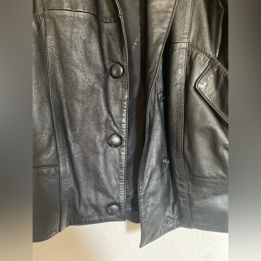 Wilson’s Men/ Women's Black Oversized Leather Jacket - Picture 4 of 10